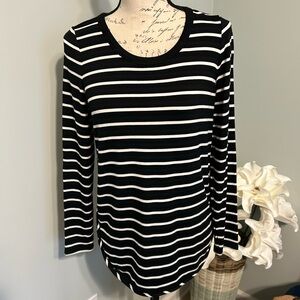 Black and White Striped Women's Top
